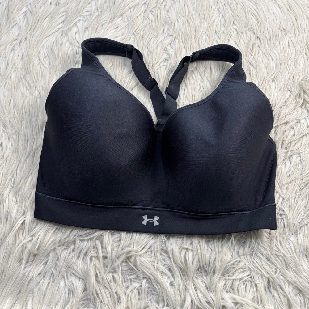Under Armour Women's 38DD Black Warp Knit High Impact Sports Bra Gym Running